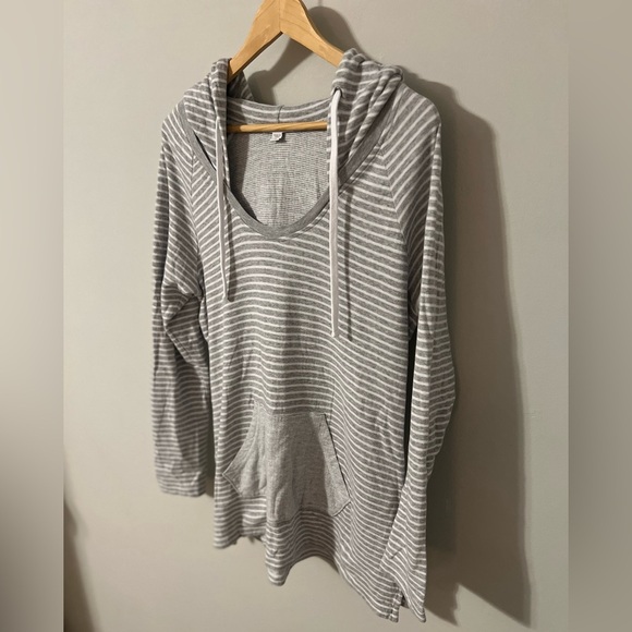 Standard James Perse Striped Hooded Pullover Sweatshirt Size 4/XL - Picture 3 of 9